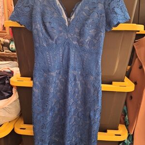 Tadashi Shoji Blue Lace Mini Dress